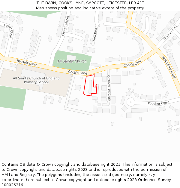 THE BARN, COOKS LANE, SAPCOTE, LEICESTER, LE9 4FE: Location map and indicative extent of plot