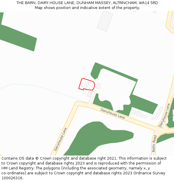 THE BARN, DAIRY HOUSE LANE, DUNHAM MASSEY, ALTRINCHAM, WA14 5RD: Location map and indicative extent of plot