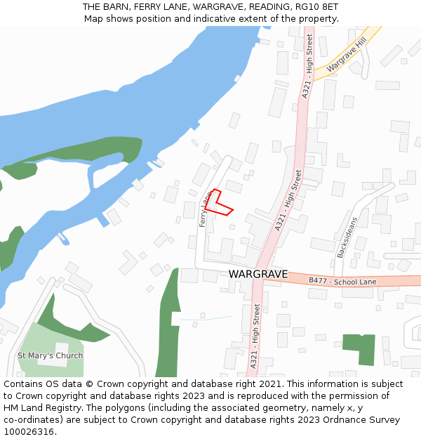 THE BARN, FERRY LANE, WARGRAVE, READING, RG10 8ET: Location map and indicative extent of plot