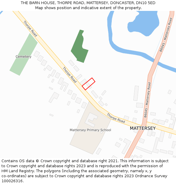 THE BARN HOUSE, THORPE ROAD, MATTERSEY, DONCASTER, DN10 5ED: Location map and indicative extent of plot