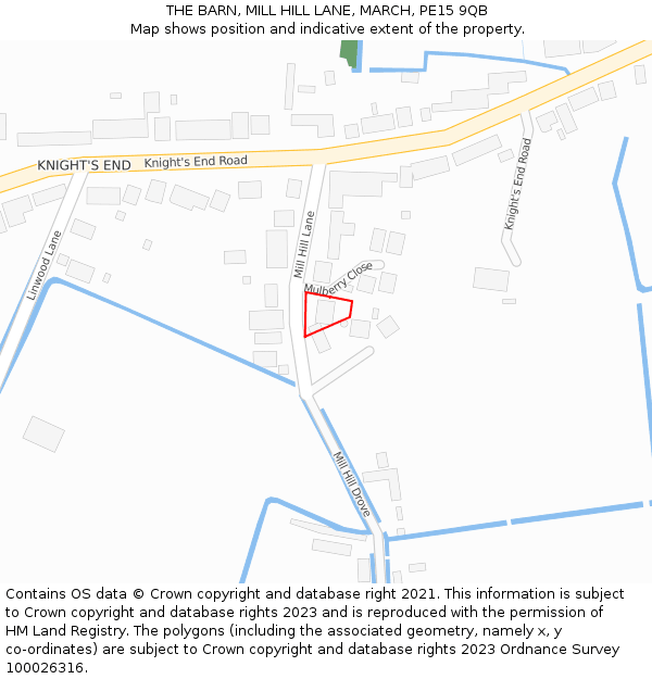 THE BARN, MILL HILL LANE, MARCH, PE15 9QB: Location map and indicative extent of plot