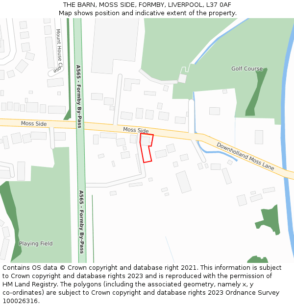 THE BARN, MOSS SIDE, FORMBY, LIVERPOOL, L37 0AF: Location map and indicative extent of plot