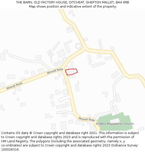 THE BARN, OLD FACTORY HOUSE, DITCHEAT, SHEPTON MALLET, BA4 6RB: Location map and indicative extent of plot