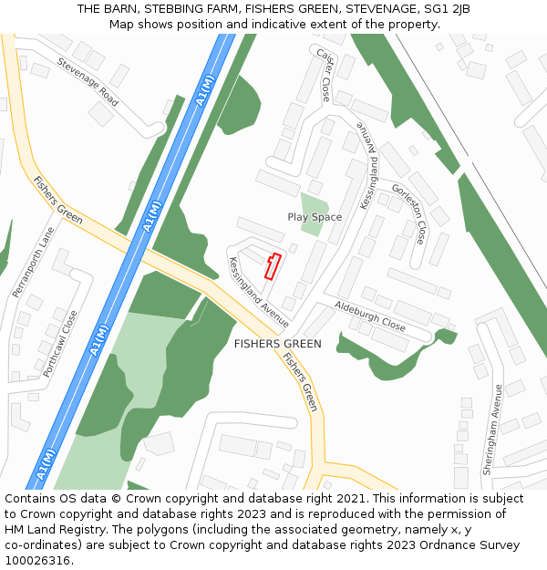 THE BARN, STEBBING FARM, FISHERS GREEN, STEVENAGE, SG1 2JB: Location map and indicative extent of plot