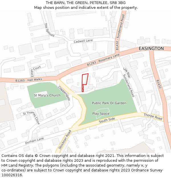 THE BARN, THE GREEN, PETERLEE, SR8 3BG: Location map and indicative extent of plot