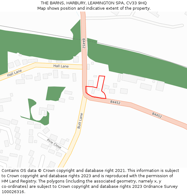 THE BARNS, HARBURY, LEAMINGTON SPA, CV33 9HQ: Location map and indicative extent of plot