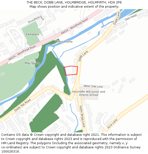 THE BECK, DOBB LANE, HOLMBRIDGE, HOLMFIRTH, HD9 2PE: Location map and indicative extent of plot