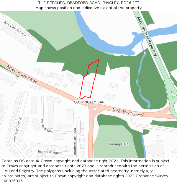 THE BEECHES, BRADFORD ROAD, BINGLEY, BD16 1TT: Location map and indicative extent of plot