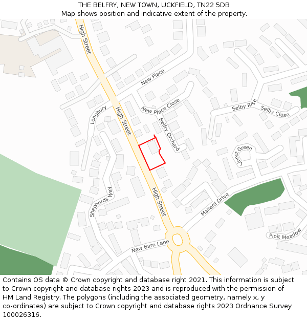 THE BELFRY, NEW TOWN, UCKFIELD, TN22 5DB: Location map and indicative extent of plot