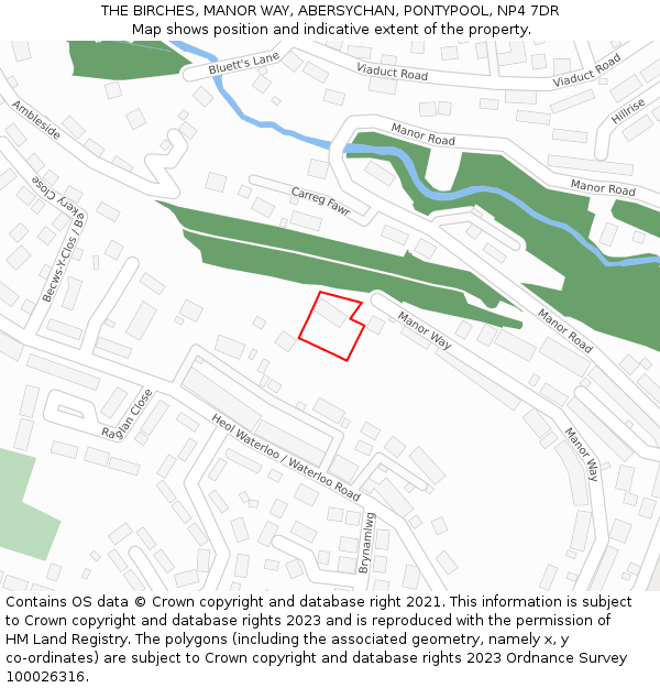 THE BIRCHES, MANOR WAY, ABERSYCHAN, PONTYPOOL, NP4 7DR: Location map and indicative extent of plot