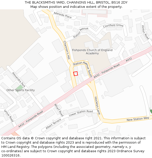 THE BLACKSMITHS YARD, CHANNONS HILL, BRISTOL, BS16 2DY: Location map and indicative extent of plot