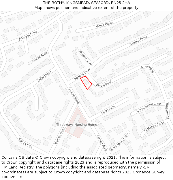 THE BOTHY, KINGSMEAD, SEAFORD, BN25 2HA: Location map and indicative extent of plot