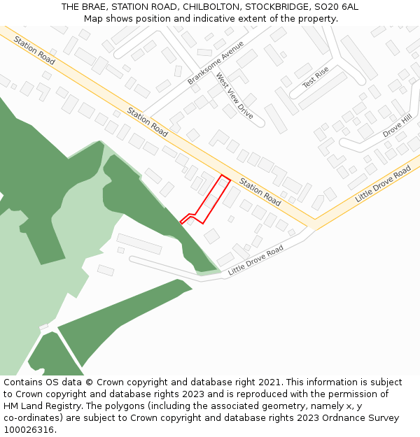 THE BRAE, STATION ROAD, CHILBOLTON, STOCKBRIDGE, SO20 6AL: Location map and indicative extent of plot