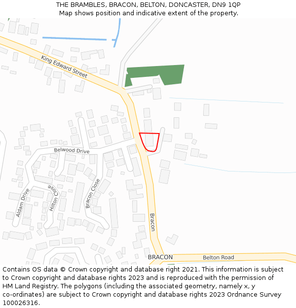 THE BRAMBLES, BRACON, BELTON, DONCASTER, DN9 1QP: Location map and indicative extent of plot