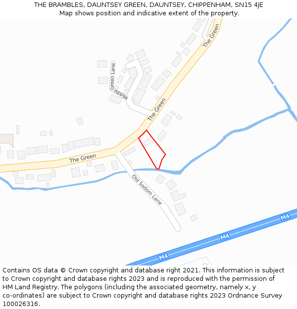 THE BRAMBLES, DAUNTSEY GREEN, DAUNTSEY, CHIPPENHAM, SN15 4JE: Location map and indicative extent of plot