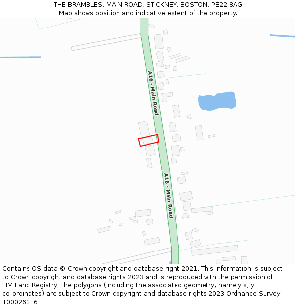 THE BRAMBLES, MAIN ROAD, STICKNEY, BOSTON, PE22 8AG: Location map and indicative extent of plot