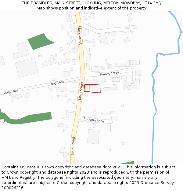 THE BRAMBLES, MAIN STREET, HICKLING, MELTON MOWBRAY, LE14 3AQ: Location map and indicative extent of plot
