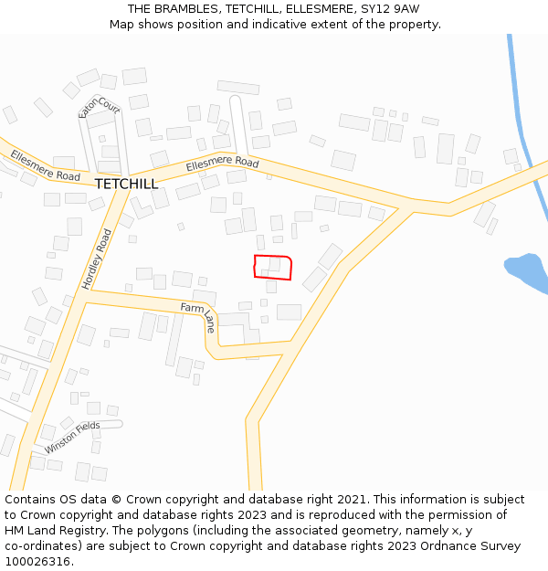 THE BRAMBLES, TETCHILL, ELLESMERE, SY12 9AW: Location map and indicative extent of plot