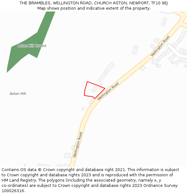 THE BRAMBLES, WELLINGTON ROAD, CHURCH ASTON, NEWPORT, TF10 9EJ: Location map and indicative extent of plot