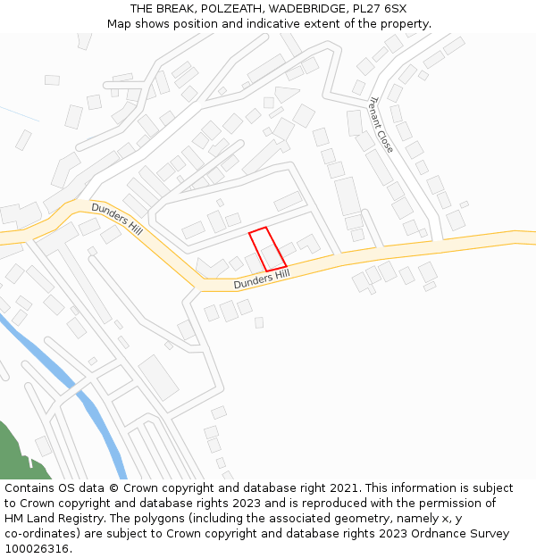 THE BREAK, POLZEATH, WADEBRIDGE, PL27 6SX: Location map and indicative extent of plot