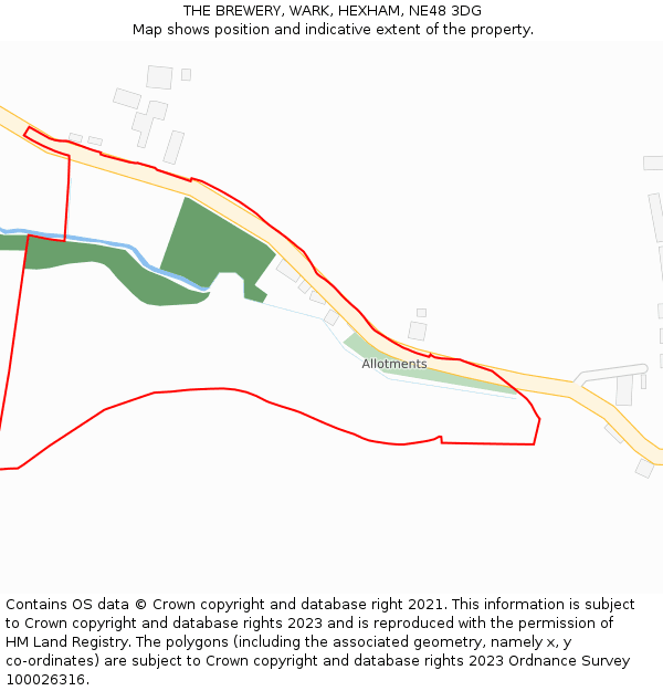 THE BREWERY, WARK, HEXHAM, NE48 3DG: Location map and indicative extent of plot