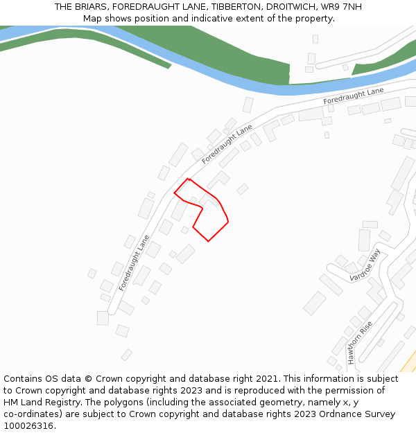 THE BRIARS, FOREDRAUGHT LANE, TIBBERTON, DROITWICH, WR9 7NH: Location map and indicative extent of plot