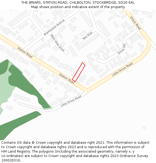 THE BRIARS, STATION ROAD, CHILBOLTON, STOCKBRIDGE, SO20 6AL: Location map and indicative extent of plot