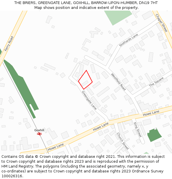 THE BRIERS, GREENGATE LANE, GOXHILL, BARROW-UPON-HUMBER, DN19 7HT: Location map and indicative extent of plot