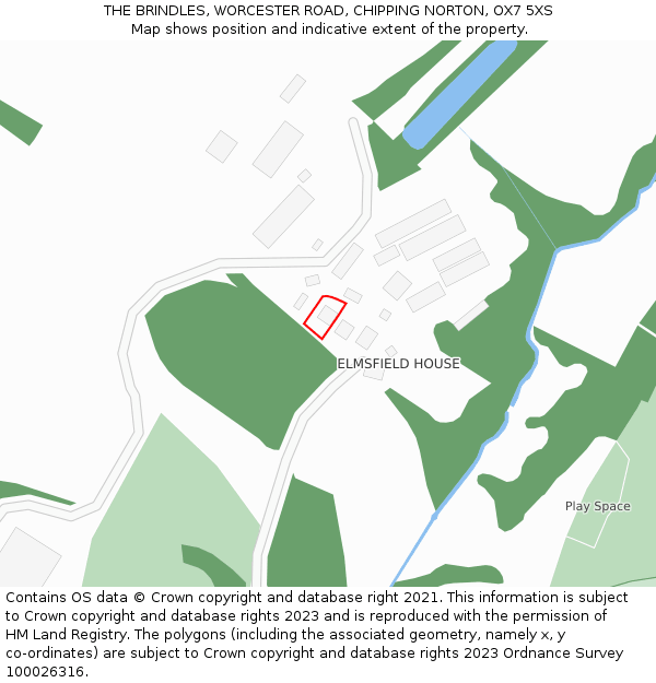THE BRINDLES, WORCESTER ROAD, CHIPPING NORTON, OX7 5XS: Location map and indicative extent of plot
