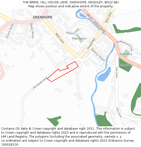 THE BRINK, HILL HOUSE LANE, OXENHOPE, KEIGHLEY, BD22 9JH: Location map and indicative extent of plot