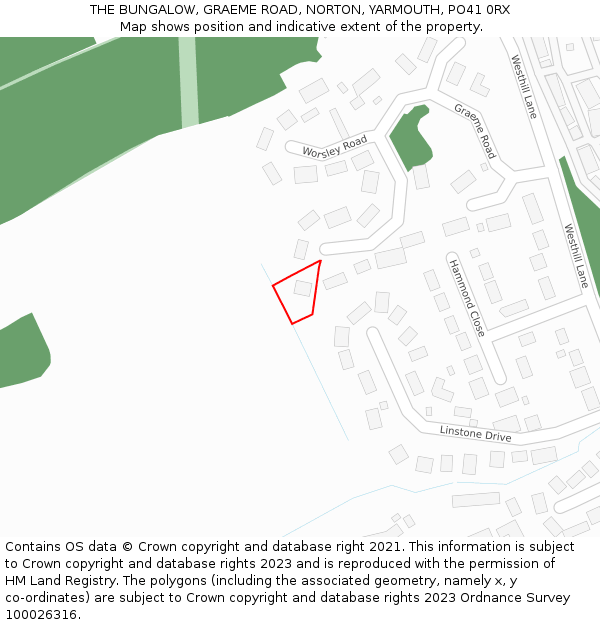 THE BUNGALOW, GRAEME ROAD, NORTON, YARMOUTH, PO41 0RX: Location map and indicative extent of plot