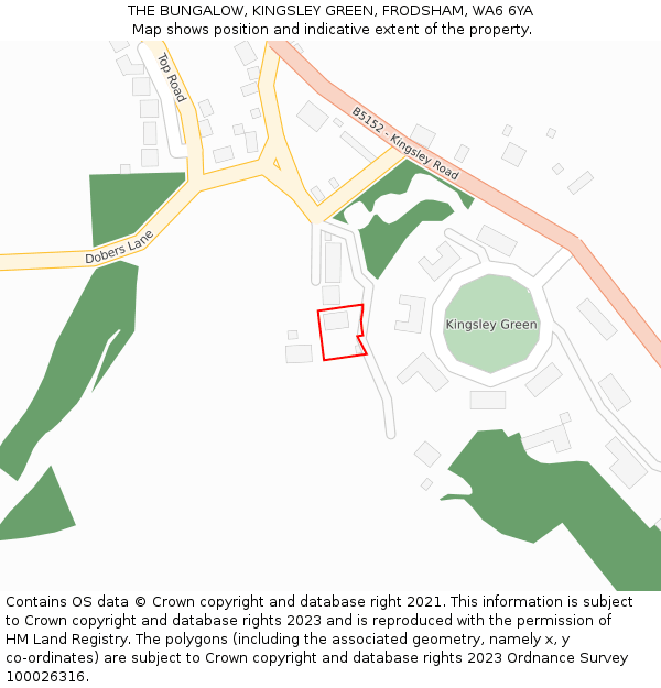 THE BUNGALOW, KINGSLEY GREEN, FRODSHAM, WA6 6YA: Location map and indicative extent of plot