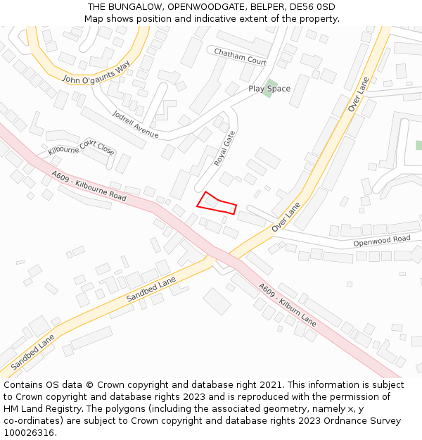 THE BUNGALOW, OPENWOODGATE, BELPER, DE56 0SD: Location map and indicative extent of plot