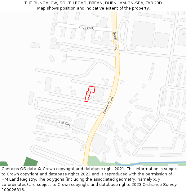 THE BUNGALOW, SOUTH ROAD, BREAN, BURNHAM-ON-SEA, TA8 2RD: Location map and indicative extent of plot