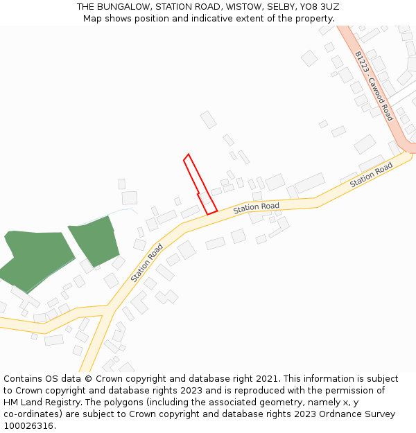 THE BUNGALOW, STATION ROAD, WISTOW, SELBY, YO8 3UZ: Location map and indicative extent of plot