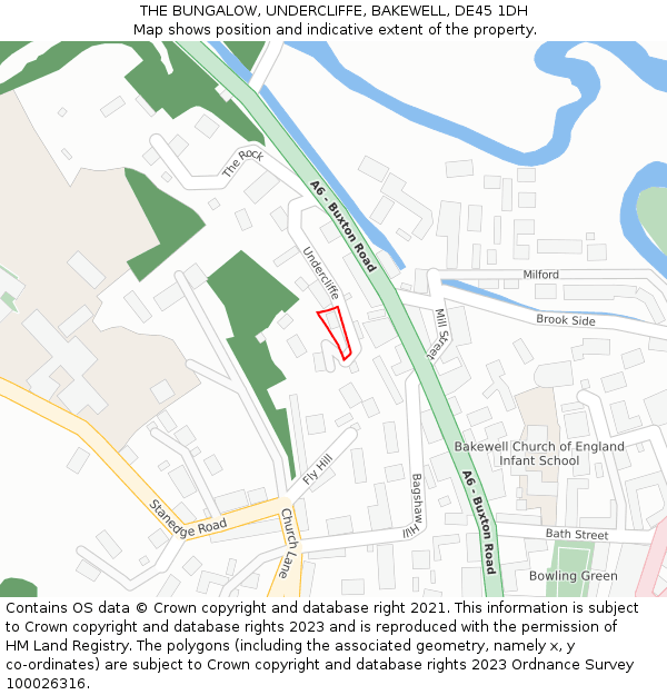 THE BUNGALOW, UNDERCLIFFE, BAKEWELL, DE45 1DH: Location map and indicative extent of plot