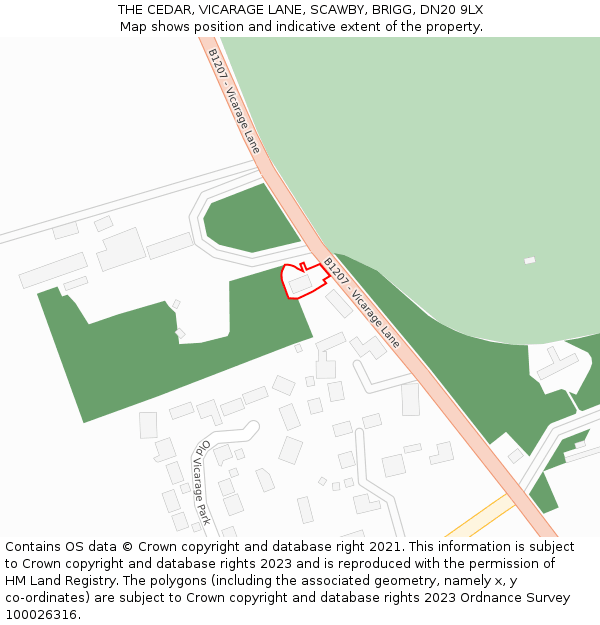 THE CEDAR, VICARAGE LANE, SCAWBY, BRIGG, DN20 9LX: Location map and indicative extent of plot