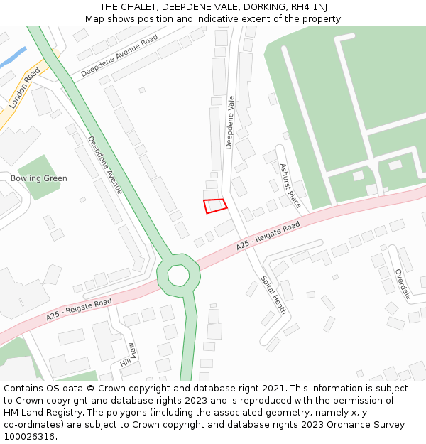 THE CHALET, DEEPDENE VALE, DORKING, RH4 1NJ: Location map and indicative extent of plot