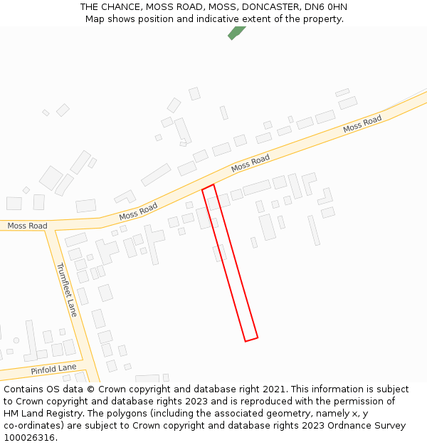 THE CHANCE, MOSS ROAD, MOSS, DONCASTER, DN6 0HN: Location map and indicative extent of plot