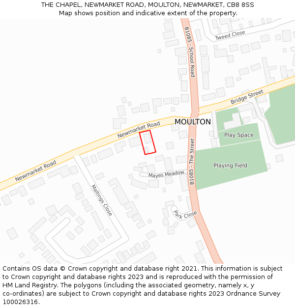 THE CHAPEL, NEWMARKET ROAD, MOULTON, NEWMARKET, CB8 8SS: Location map and indicative extent of plot