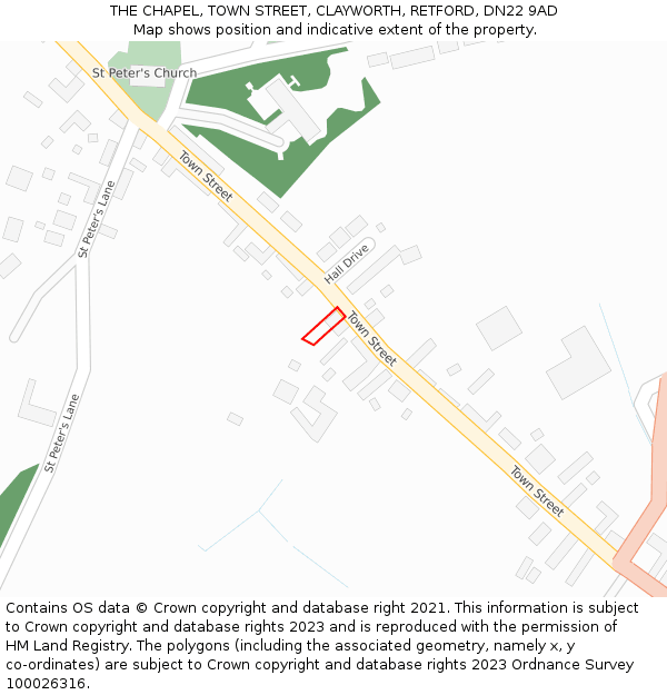 THE CHAPEL, TOWN STREET, CLAYWORTH, RETFORD, DN22 9AD: Location map and indicative extent of plot