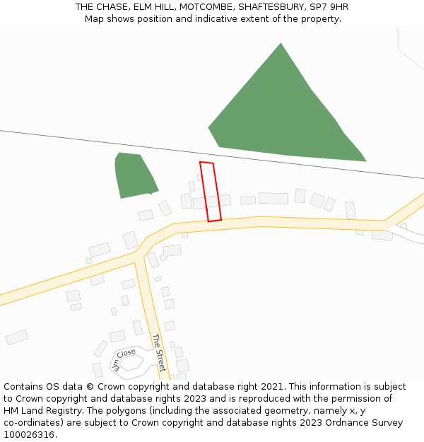THE CHASE, ELM HILL, MOTCOMBE, SHAFTESBURY, SP7 9HR: Location map and indicative extent of plot