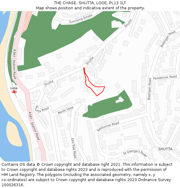 THE CHASE, SHUTTA, LOOE, PL13 1LT: Location map and indicative extent of plot