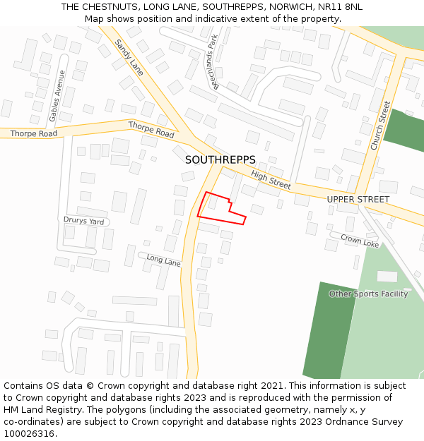 THE CHESTNUTS, LONG LANE, SOUTHREPPS, NORWICH, NR11 8NL: Location map and indicative extent of plot