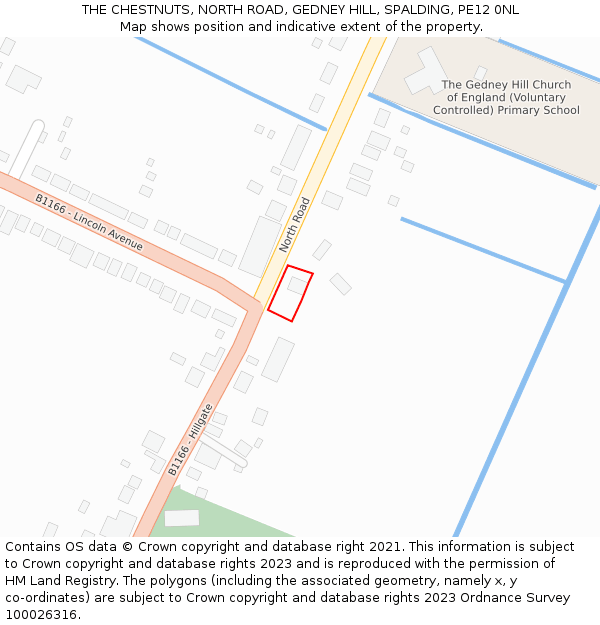 THE CHESTNUTS, NORTH ROAD, GEDNEY HILL, SPALDING, PE12 0NL: Location map and indicative extent of plot