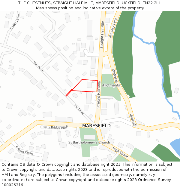 THE CHESTNUTS, STRAIGHT HALF MILE, MARESFIELD, UCKFIELD, TN22 2HH: Location map and indicative extent of plot