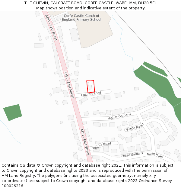 THE CHEVIN, CALCRAFT ROAD, CORFE CASTLE, WAREHAM, BH20 5EL: Location map and indicative extent of plot