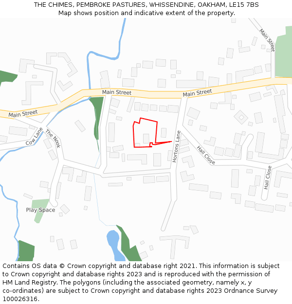 THE CHIMES, PEMBROKE PASTURES, WHISSENDINE, OAKHAM, LE15 7BS: Location map and indicative extent of plot