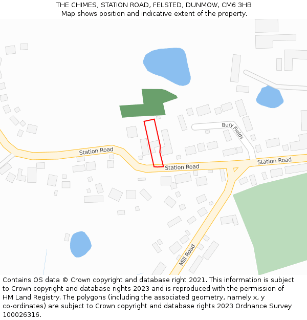 THE CHIMES, STATION ROAD, FELSTED, DUNMOW, CM6 3HB: Location map and indicative extent of plot