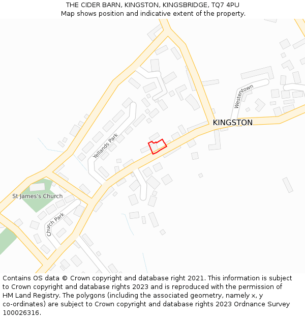 THE CIDER BARN, KINGSTON, KINGSBRIDGE, TQ7 4PU: Location map and indicative extent of plot